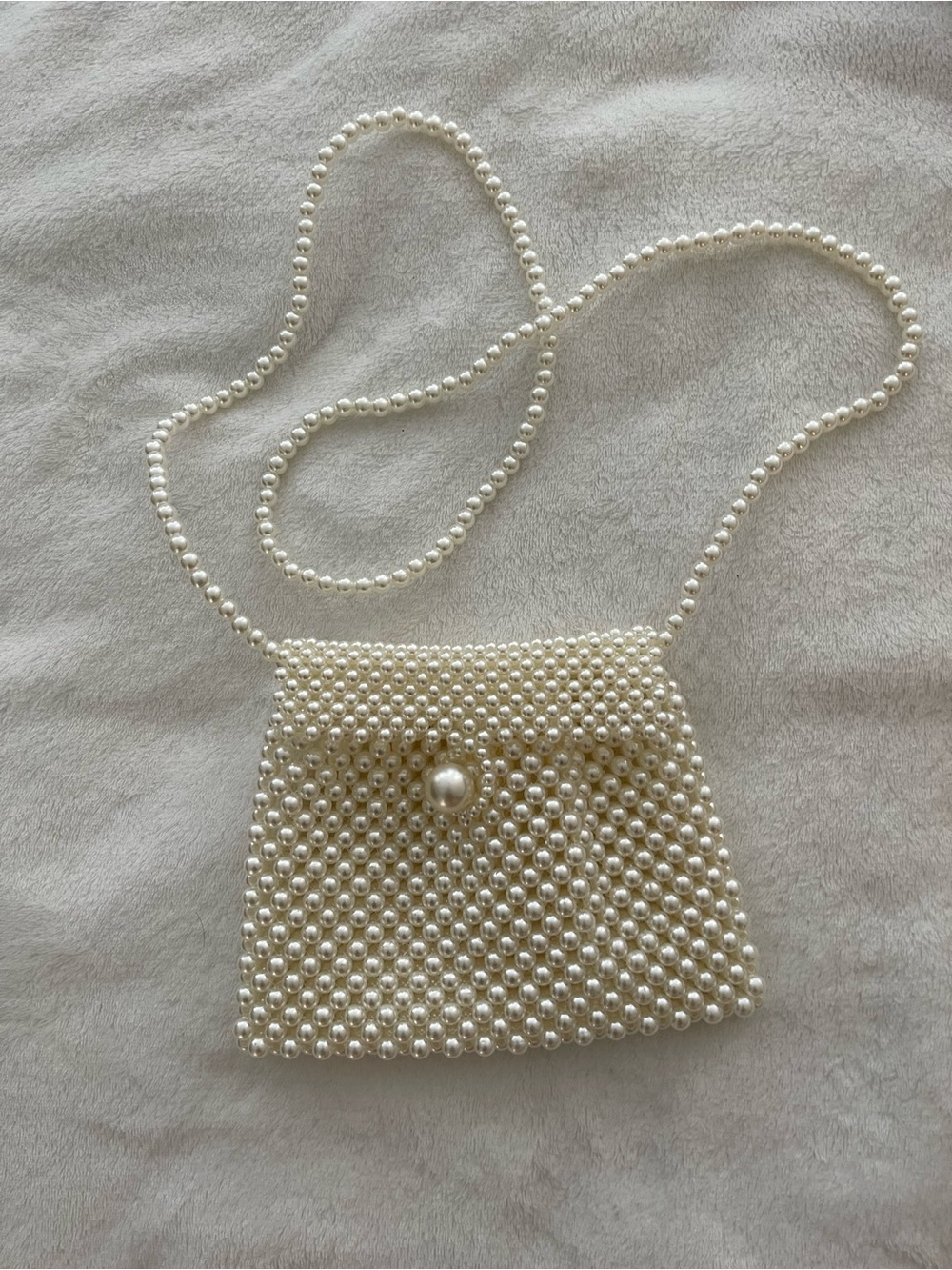 Pearl Beaded Crossbody Bag - Cream